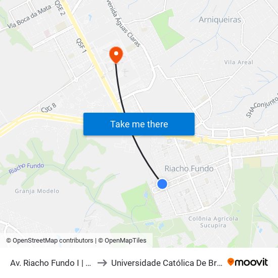 Av. Riacho Fundo I | Qn 9 to Universidade Católica De Brasília map