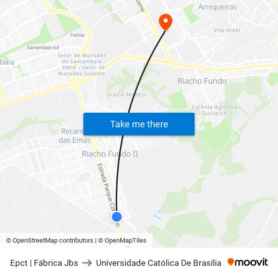 Epct | Fábrica Jbs to Universidade Católica De Brasília map