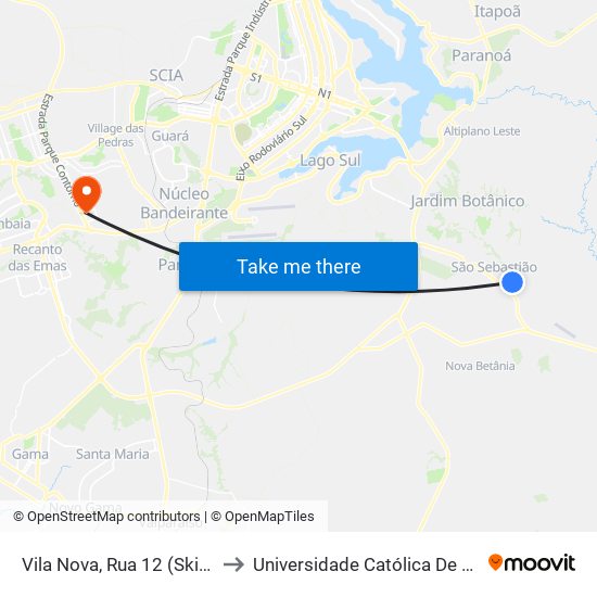 Vila Nova, Rua 12 (Skina 14) to Universidade Católica De Brasília map