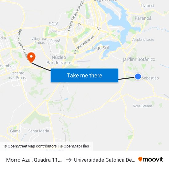 Morro Azul, Quadra 11, Conj. Q to Universidade Católica De Brasília map