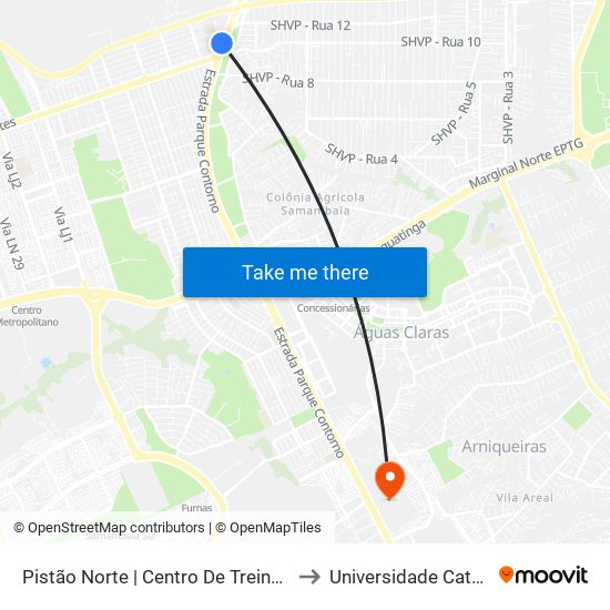 Pistão Norte | Centro De Treinamento Da Polícia Militar to Universidade Católica De Brasília map