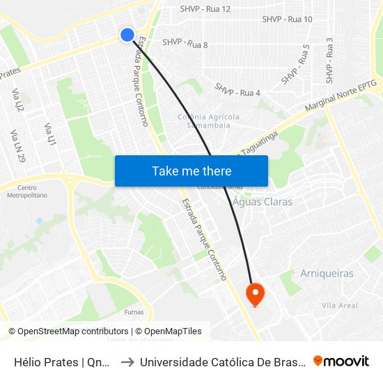 Hélio Prates | Qng 2 to Universidade Católica De Brasília map