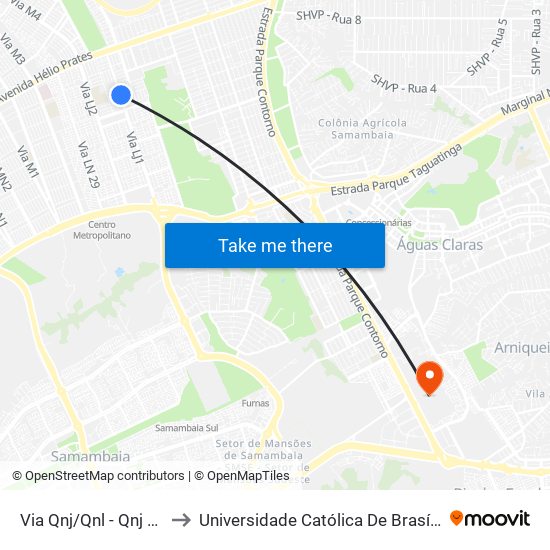 Via Qnj/Qnl - Qnj 25 to Universidade Católica De Brasília map