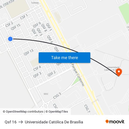 Qsf 16 to Universidade Católica De Brasília map