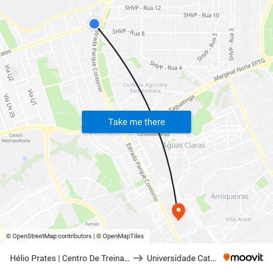 Hélio Prates | Centro De Treinamento Da Polícia Militar to Universidade Católica De Brasília map