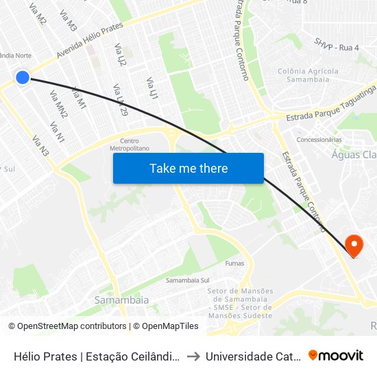 Hélio Prates | Estação Ceilândia Centro / Fort Atacadista to Universidade Católica De Brasília map