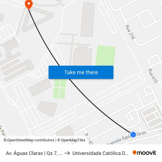 Av. Águas Claras | Qs 7, Rua 810 to Universidade Católica De Brasília map