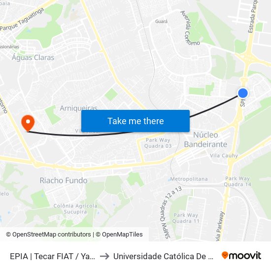EPIA | Tecar FIAT / Yamaha to Universidade Católica De Brasília map