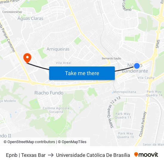 Epnb | Texxas Bar to Universidade Católica De Brasília map