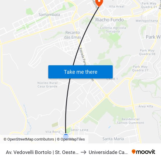 Av. Vedovelli Bortolo | St. Oeste, Qd. 11 (Feira Permanente) to Universidade Católica De Brasília map