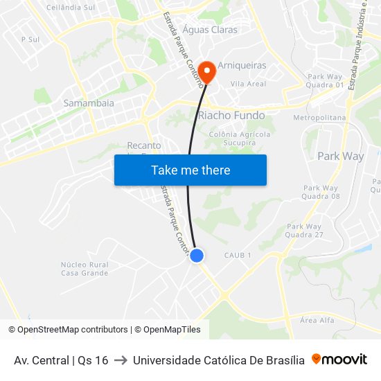 Av. Central | Qs 16 to Universidade Católica De Brasília map