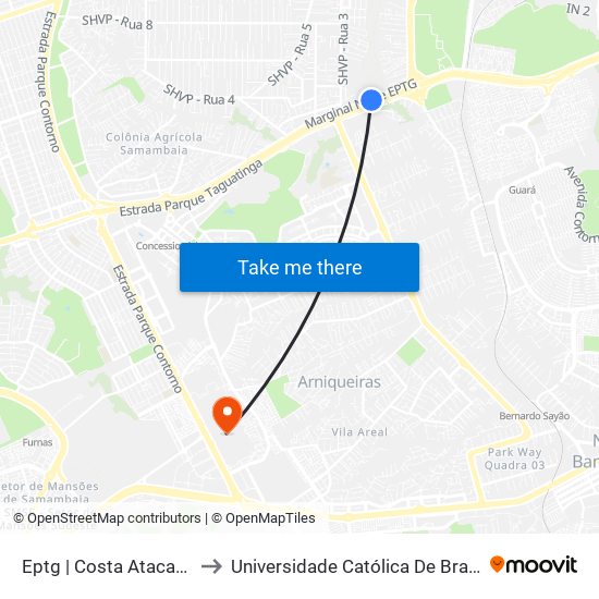 Eptg | Costa Atacadão to Universidade Católica De Brasília map