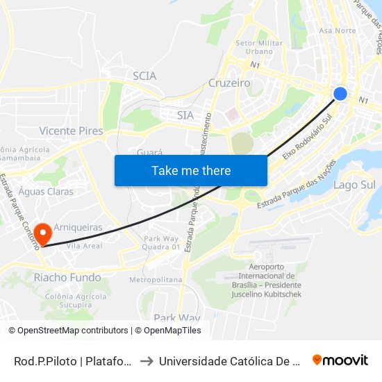 Rod.P.Piloto | Plataforma E to Universidade Católica De Brasília map