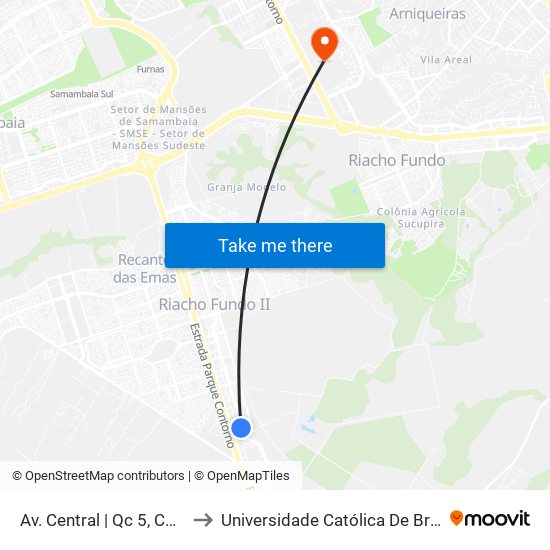 Av. Central | Qc 5, Conj. 9 to Universidade Católica De Brasília map