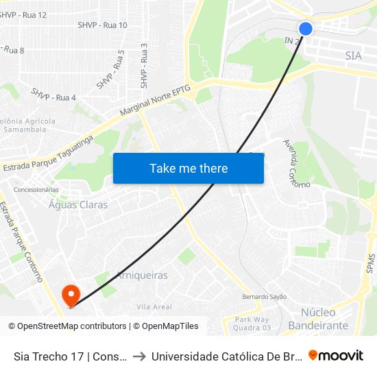 Sia Trecho 17 | Consigás to Universidade Católica De Brasília map