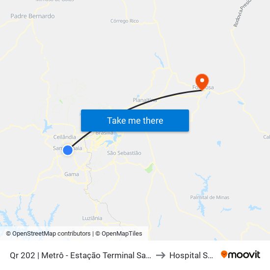 Qr 202 | Metrô - Estação Terminal Samambaia (Lado Oposto) to Hospital São Camilo map