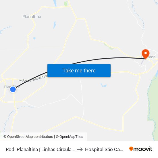 Rod. Planaltina | Linhas Circulares to Hospital São Camilo map