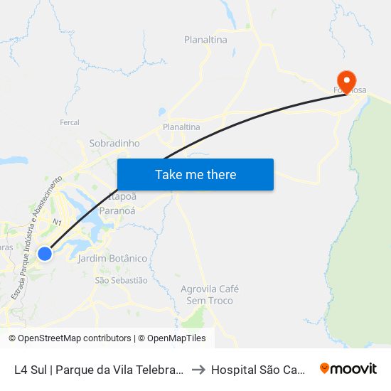 L4 Sul | Parque da Vila Telebrasília to Hospital São Camilo map