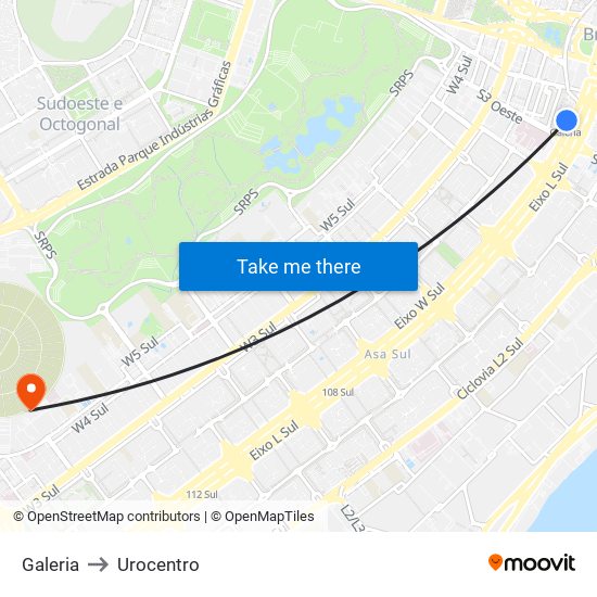 Galeria to Urocentro map
