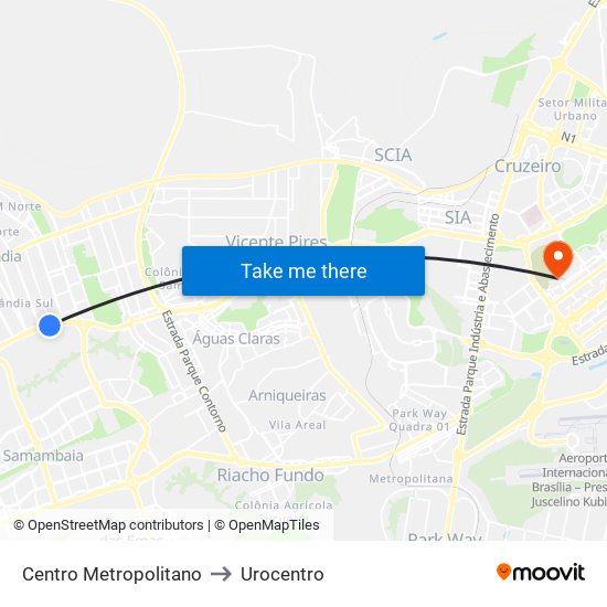Centro Metropolitano to Urocentro map