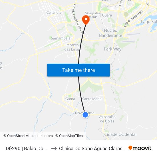 Df-290 | Balão Do Novo Gama to Clínica Do Sono Águas Claras - Taguatinga - Df map