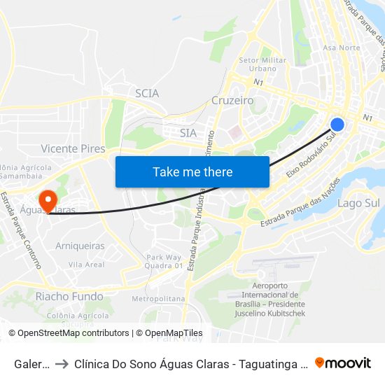 Galeria to Clínica Do Sono Águas Claras - Taguatinga - Df map