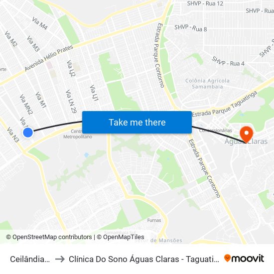 Ceilândia Sul to Clínica Do Sono Águas Claras - Taguatinga - Df map