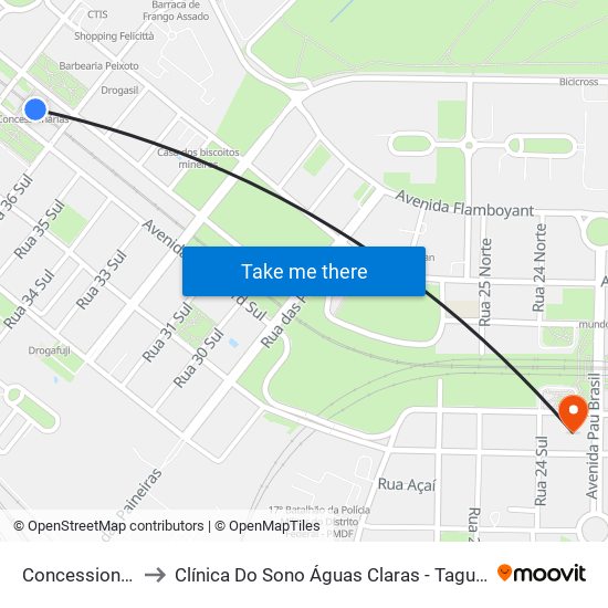 Concessionárias to Clínica Do Sono Águas Claras - Taguatinga - Df map