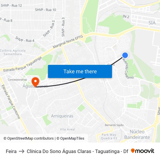 Feira to Clínica Do Sono Águas Claras - Taguatinga - Df map