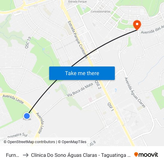 Furnas to Clínica Do Sono Águas Claras - Taguatinga - Df map