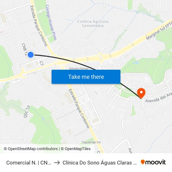Comercial Norte | Cnb 3 (Inss) to Clínica Do Sono Águas Claras - Taguatinga - Df map