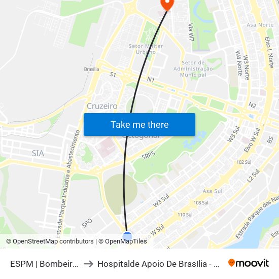 ESPM | Bombeiros to Hospitalde Apoio De Brasília - Hab map