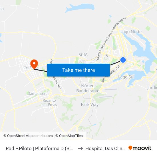 Rod.P.Piloto | Plataforma D (Box 16) to Hospital Das Clínicas map