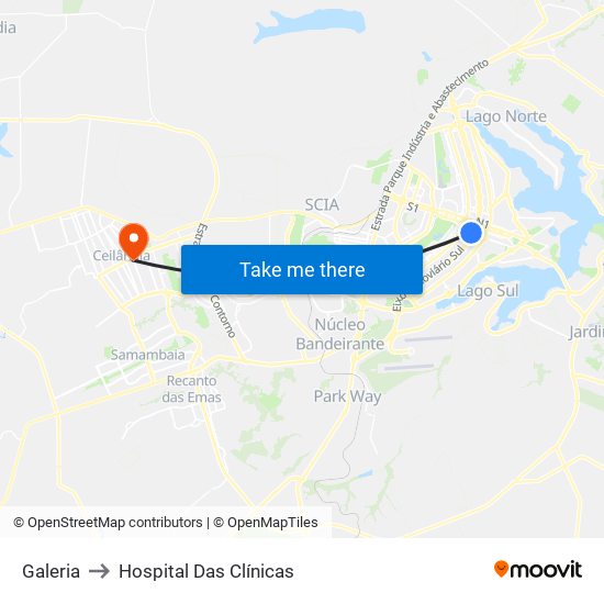Galeria to Hospital Das Clínicas map