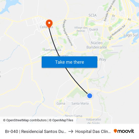 BR-040 | Residencial Santos Dumon to Hospital Das Clínicas map