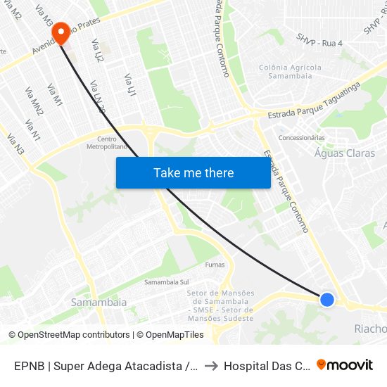 EPNB | Super Adega Atacadista / Gran Motel to Hospital Das Clínicas map