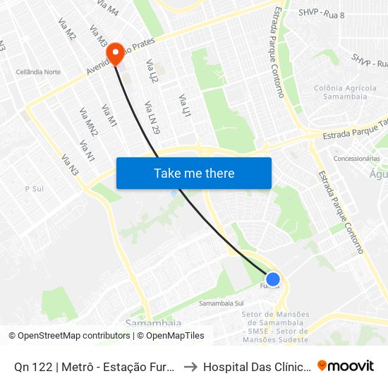 Qn 122 | Metrô - Estação Furnas to Hospital Das Clínicas map
