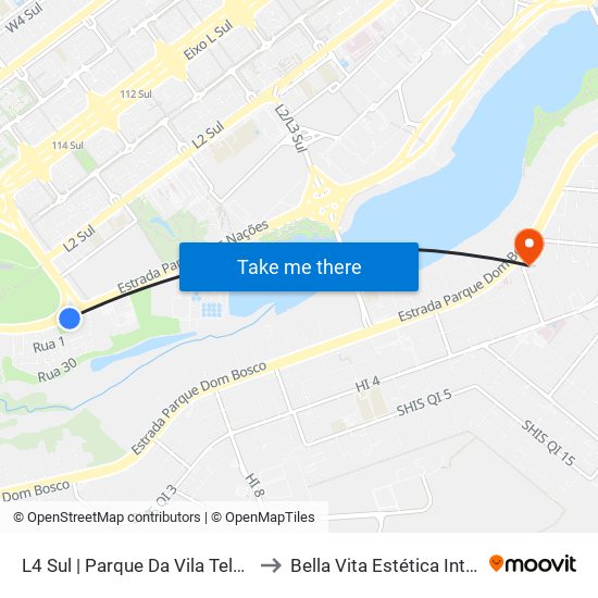 L4 Sul | Parque da Vila Telebrasília to Bella Vita Estética Integrada map