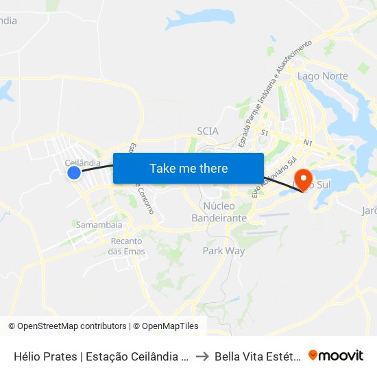 Hélio Prates | Estação Ceilândia Centro / Fort Atacadista to Bella Vita Estética Integrada map