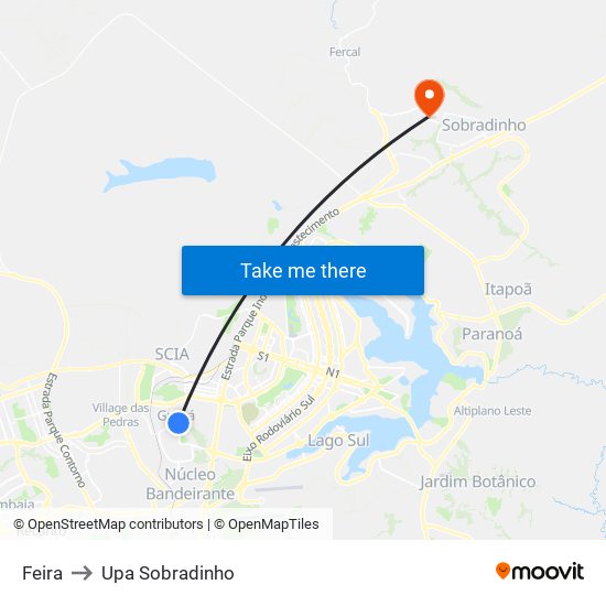 Feira to Upa Sobradinho map