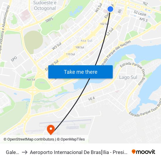 Galeria to Aeroporto Internacional De Bras[Ilia - Presidente Jk map