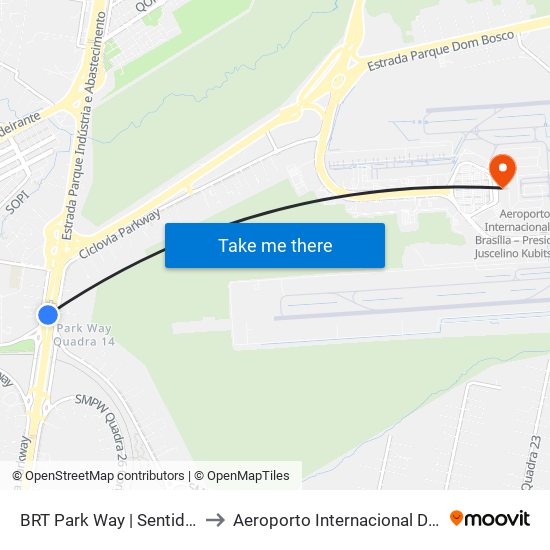 BRT Park Way | Sentido Gama / Santa Maria to Aeroporto Internacional De Bras[Ilia - Presidente Jk map