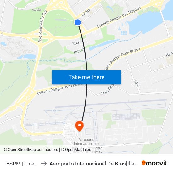 ESPM | Linea Vitta to Aeroporto Internacional De Bras[Ilia - Presidente Jk map