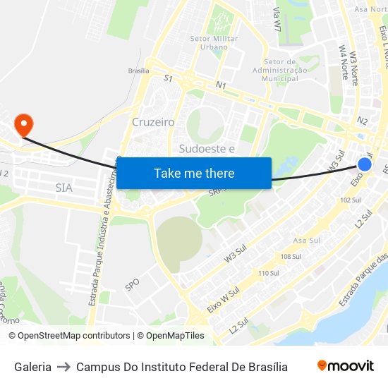 Galeria to Campus Do Instituto Federal De Brasília map