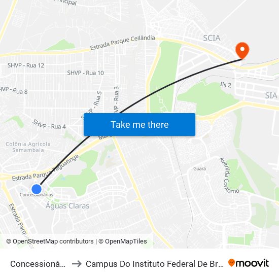 Concessionárias to Campus Do Instituto Federal De Brasília map