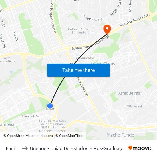 Furnas to Unepos - União De Estudos E Pós-Graduação map