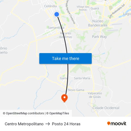 Centro Metropolitano to Posto 24 Horas map