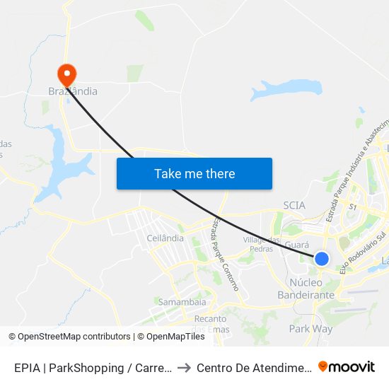 EPIA | ParkShopping / Carrefour (SEMIURBANO) to Centro De Atendimento Psicosocial map