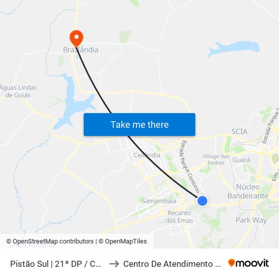 Pistão Sul | 21ª DP / Café do Sítio to Centro De Atendimento Psicosocial map