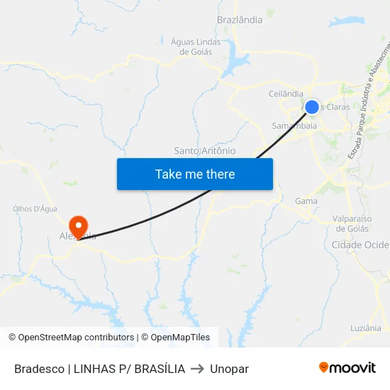 BRB | LINHAS P/ BRASÍLIA to Unopar map